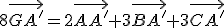 8\vec{GA'}=2\vec{AA'}+3\vec{BA'}+3\vec{CA'}
