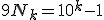 9N_k=10^k-1
