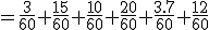 =\frac{3}{60}+\frac{15}{60}+\frac{10}{60}+\frac{20}{60}+\frac{3.7}{60}+\frac{12}{60}