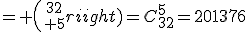 = {32\choose 5}=C_{32}^5=201376