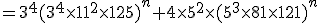 =3^4(3^4\times11^2\times125)^n+4\times5^2\times(5^{3}\times81\times121)^n