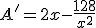 A'=2x-\frac{128}{x^2}