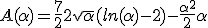 A(\alpha) = \frac{7}{2}+2\sqrt{\alpha}(ln(\alpha)-2)-\frac{\alpha^2}{2}+\alpha