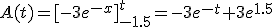 A(t)=[-3e^{-x}]_{-1.5}^{t}=-3e^{-t}+3e^{1.5}
