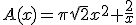 A(x)=\pi\sqrt{2}x^2+\frac{2}{x}