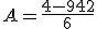 A = \frac{4 - 9 + 42}{6}