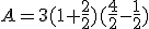 A=3(1+\frac{2}{2})(\frac{4}{2}-\frac{1}{2})