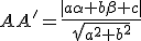 AA'=\frac{|a\alpha+b\beta+c|}{\sqrt{a^2+b^2}}