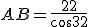 AB=\frac{22}{cos32}