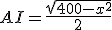 AI=\frac{\sqrt{400-x^2}}{2}