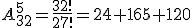 A_{32}^5=\frac{32!}{27!}=24 165 120