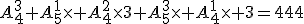A_{4}^3+A_{5}^1\times A_{4}^2\times3+A_{5}^3\times A_{4}^1\times 3=444