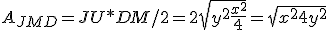 A_{JMD} = JU*DM/2=2 \sqrt{y^2+\frac{x^2}4} = \sqrt{x^2 + 4y^2}