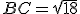 BC=sqrt{18}