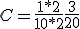 C = \frac{1*2}{10*2} + \frac{3}{20} 