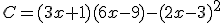 C=(3x+1)(6x-9)-(2x-3)^2