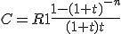 C=R1\frac{1-(1+t)^{-n}}{(1+t)t}
