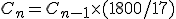 C_n = C_{n-1}\times (1+800/17)