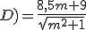 d(\Omega;D)=\frac{8,5m+9}{\sqrt{m^2+1}