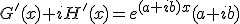 G'(x)+iH'(x)=e^{(a+ib)x}(a+ib)