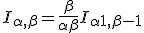 I_{\alpha,\beta} = \frac{\beta}{\alpha+\beta} I_{\alpha+1,\beta-1}