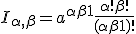 I_{\alpha,\beta} = a^{\alpha+\beta+1} \frac{\alpha!\beta!}{(\alpha+\beta+1)!}