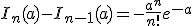 I_n(a)-I_{n-1}(a)=-\frac{a^n}{n!}e^{-a}