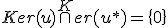 Ker(u)\cap^Ker(u^*)=\{0\}