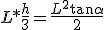 L*\frac h 3 = \frac {L^2 \tan \alpha} 2