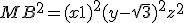 MB^2 = (x+1)^2+(y-\sqrt{3})^2+z^2