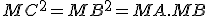 MC^2=MB^2=MA.MB