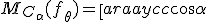 M_{C_\alpha}(f_\theta)=\left\[\begin{array}{cc}\cos\alpha&\sin\alpha\\-\sin\alpha&\cos\alpha\end{array}\right\]\left\[\begin{array}{cc}\cos\theta&-\sin\theta\\\sin\theta&\cos\theta\end{array}\right\]\left\[\begin{array}{cc}\cos\alpha&-\sin\alpha\\\sin\alpha&\cos\alpha\end{array}\right\]