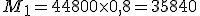M_1 = 44800 \times 0,8 = 35840