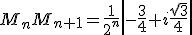 M_nM_{n+1}=\frac{1}{2^n}\left|-\frac{3}{4}+i\frac{\sqrt{3}}4{}\right|