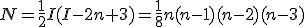 N=\frac{1}{2}I(I-2n+3)=\frac{1}{8}n(n-1)(n-2)(n-3)