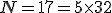 N=17=5\times 3 + 2