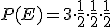 P(E)=3\cdot\frac{1}{2}\cdot\frac{1}{2}\cdot\frac{1}{2}