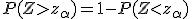 P(Z>z_{\alpha}) = 1 - P(Z<z_{\alpha})