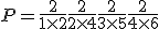 P = \frac{2}{1 \times 2} + \frac{2}{2 \times 4} + \frac{2}{3 \times 5} + \frac{2}{4 \times 6}