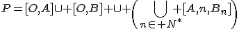 P=[O,A]\cup [O,B] \cup \(\bigcup_{n\in N^*} [A_n,B_n]\)