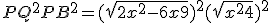 PQ^2 + PB^2 = (\sqrt{2x^2-6x+9})^2+(\sqrt{x^2+4})^2