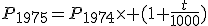P_{1975}=P_{1974}\times (1+\frac{t}{1000})