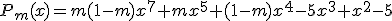 P_m(x)=m(1-m)x^7+mx^5+(1-m)x^4-5x^3+x^2-5