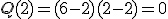 Q(2)=(6-2)(2-2)=0