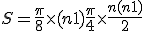 S = \frac{\pi}{8}\times (n+1)+\frac{\pi}{4}\times \frac{n(n+1)}{2}