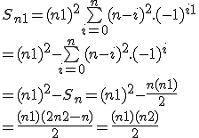 S_{n+1}=(n+1)^2 + \bigsum_{i=0}^{n}(n-i)^2.(-1)^{i+1}
 \\ =(n+1)^2 - \bigsum_{i=0}^{n}(n-i)^2.(-1)^{i}
 \\ =(n+1)^2 - S_n = (n+1)^2-\frac{n(n+1)}{2}
 \\ =\frac{(n+1)(2n+2-n)}{2}=\frac{(n+1)(n+2)}{2}