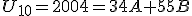 U_{10}=2004=34A+55B