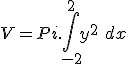 V = Pi.\int _{-2}^2 y^2\ dx
