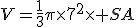 V=\frac{1}{3}\pi\times7^2\times SA