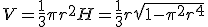 V=\frac{1}{3}{\pi}r^2H=\frac{1}{3}r\sqrt{1-{\pi}^2r^4}